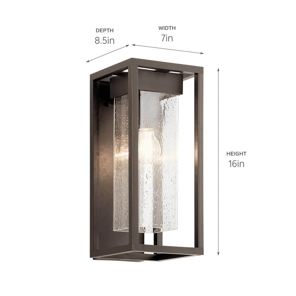 Mercer 16'' Olde Bronze Outdoor Wall Light with Clear Seeded Glass