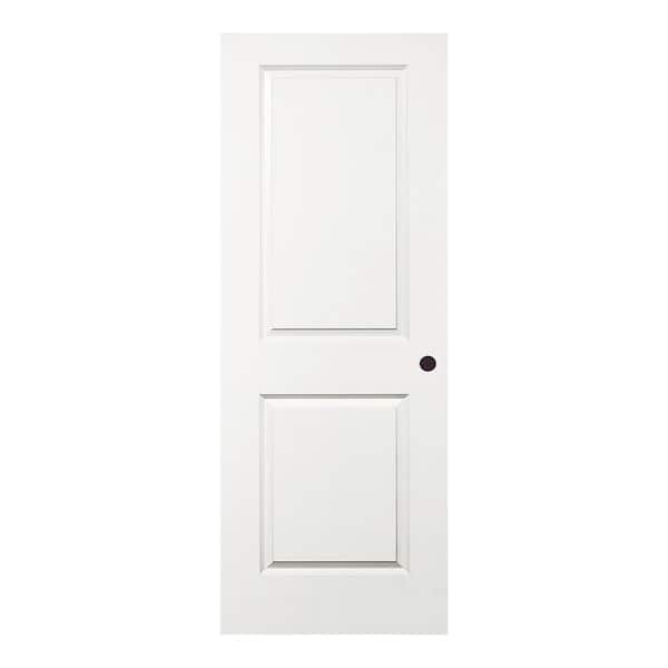 Steves & Sons 24 in. x 80 in. 2-Panel Squaretop Molded White Primed Solid Core Composite Interior Door Slab with Bore