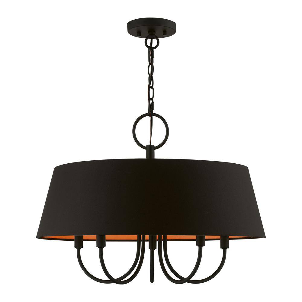 Palma Modern Retro 5-Light Black Drum Pendant Chandelier