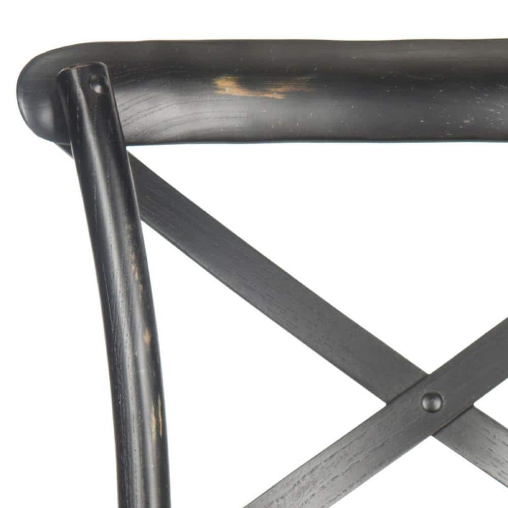Franklin Black Oak and Rattan X-Back Bar Stool