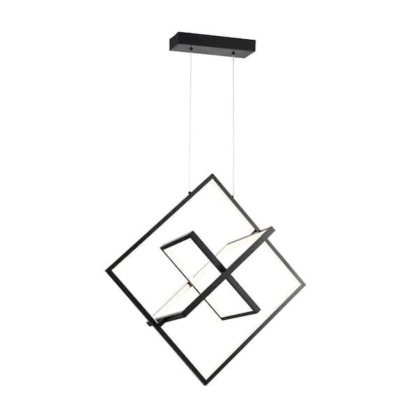 Edvivi Alistair 45-Watt Integrated LED Sand Black Finish Geometric Chandelier