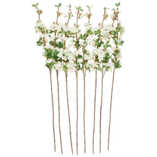 43 in. Tall White Begonia Artificial Flower Stem (Set of 8)
