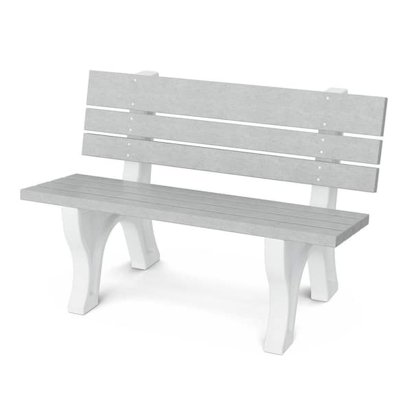 Wildridge Heritage 4 ft. Light Gray and White HDPE Plastic Outdoor Park Bench