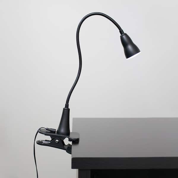 22.5 in. Black Integrated LED Task and Reading Gooseneck Desk Lamp with Adjustable Head