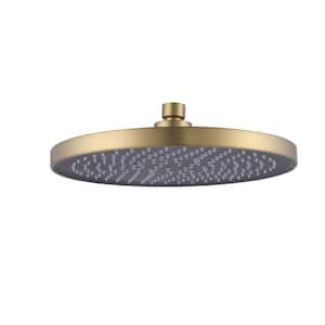 1-Spray Pattern with 1.37 GPM 9.45 in. Wall Mount Rain Replacement Fixed Shower Head with High Pressure in Brushed Gold