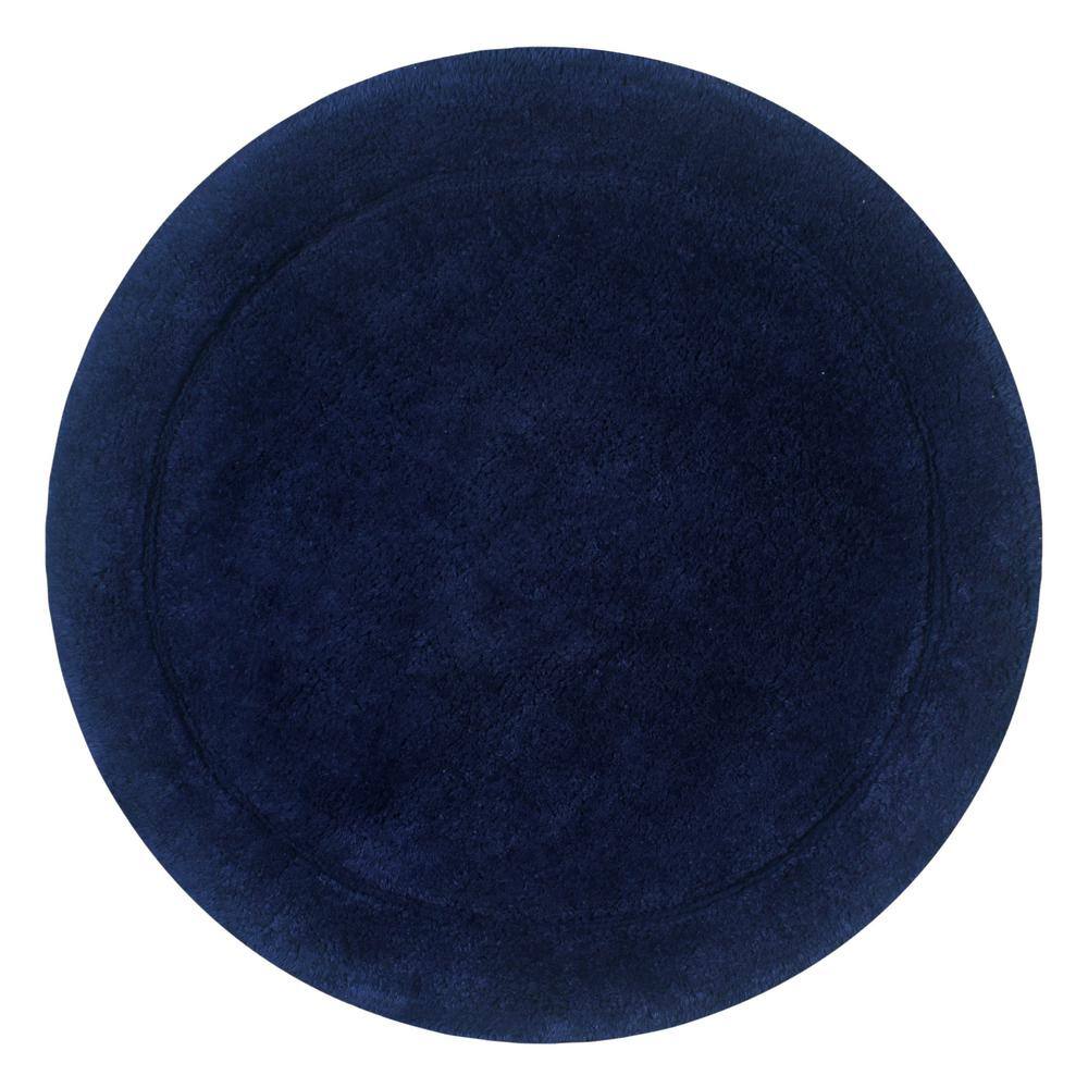 Luxurious Navy Cotton Tufted 30" Round Bath Rug