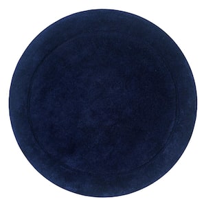Waterford Collection 100% Cotton Tufted Non-Slip Bath Rug, 30 in. Round, Navy
