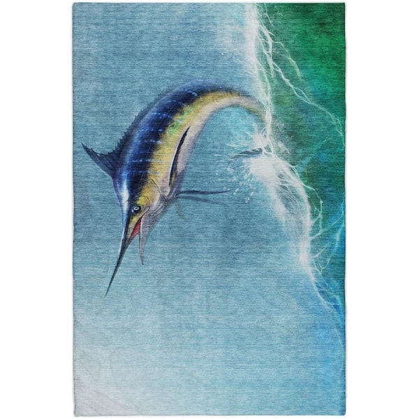 Dream Shag Premium Machine Washable Abstract ADS147 Bermuda 5 ft. x 7 ft. 6 in. Area Rug