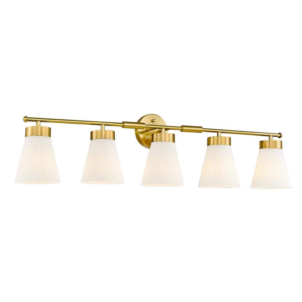 41 in. 5 Light Gold Vanity Light with Glass Shade price history on PriceWatchPro