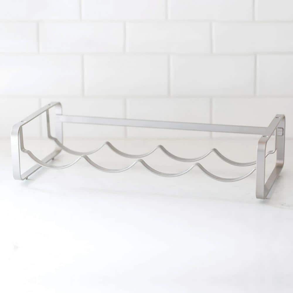 Silver Stackable Steel Wave Design Wine Rack, 4 Bottles