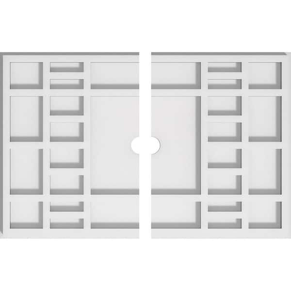 Ekena Millwork 16 in. x 10.62 in. x 1 in. Beaux Architectural Grade PVC Contemporary Ceiling Medallion (2-Piece)