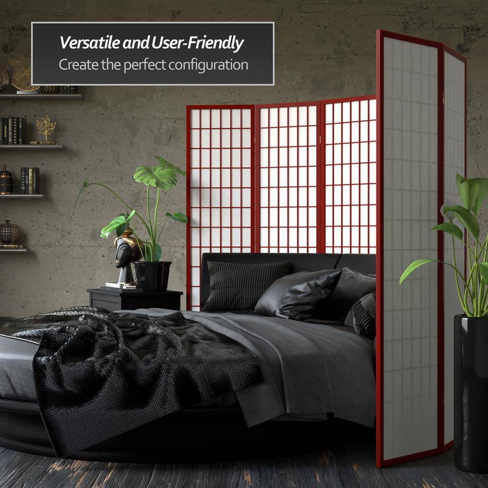 Rosewood 6 ft Tall Shoji Screen with Spruce Frame
