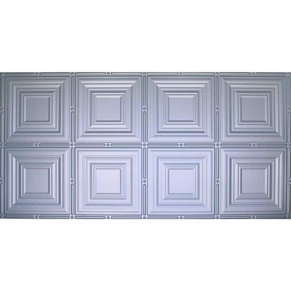 Global Specialty Products Dimensions 2 ft. x 4 ft. Glue Up Tin Ceiling Tile in Metallic Nickel