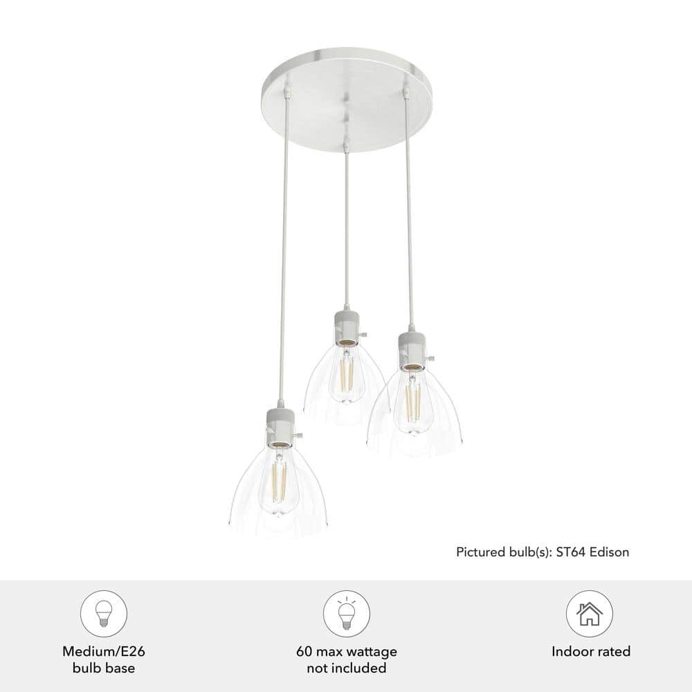 Van Nuys Vintage 3-Light Brushed Nickel Drum Pendant
