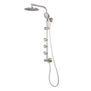 Lanai 5-Spray Patterns with 1.8 GPM 8 in. Wall Mounted Dual Shower Head and Handheld with Body Sprays in Brushed Nickel