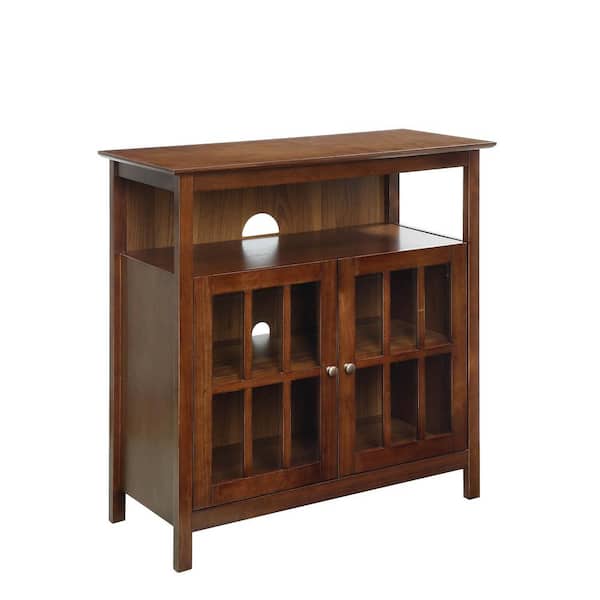 Convenience Concepts Big Sur 36 in. Dark Walnut Wood TV Stand Fits TVs Up to 40 in. with Storage Doors