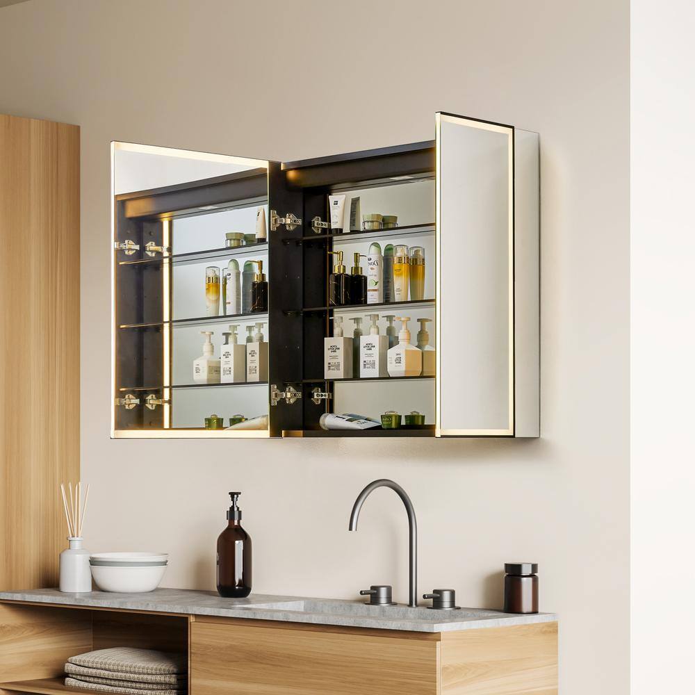 Fenice 48" Matte Black Aluminum LED Medicine Cabinet