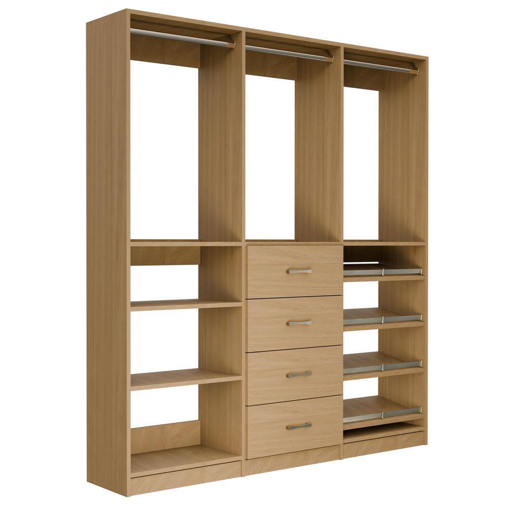 Alto Collection 75 in W Oak Wall Mounted Hang w Shelves, 4-Drawer w Hang, Hang w Shoe Shelves Wood Closet System price history on PriceWatchPro