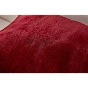 Agnes Red Chinchilla Faux Fur Throw Pillow (18 in. x 18 in.)