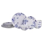 222 Fifth Cassian Embossed Toile Blue Porcelain 12-Pieces