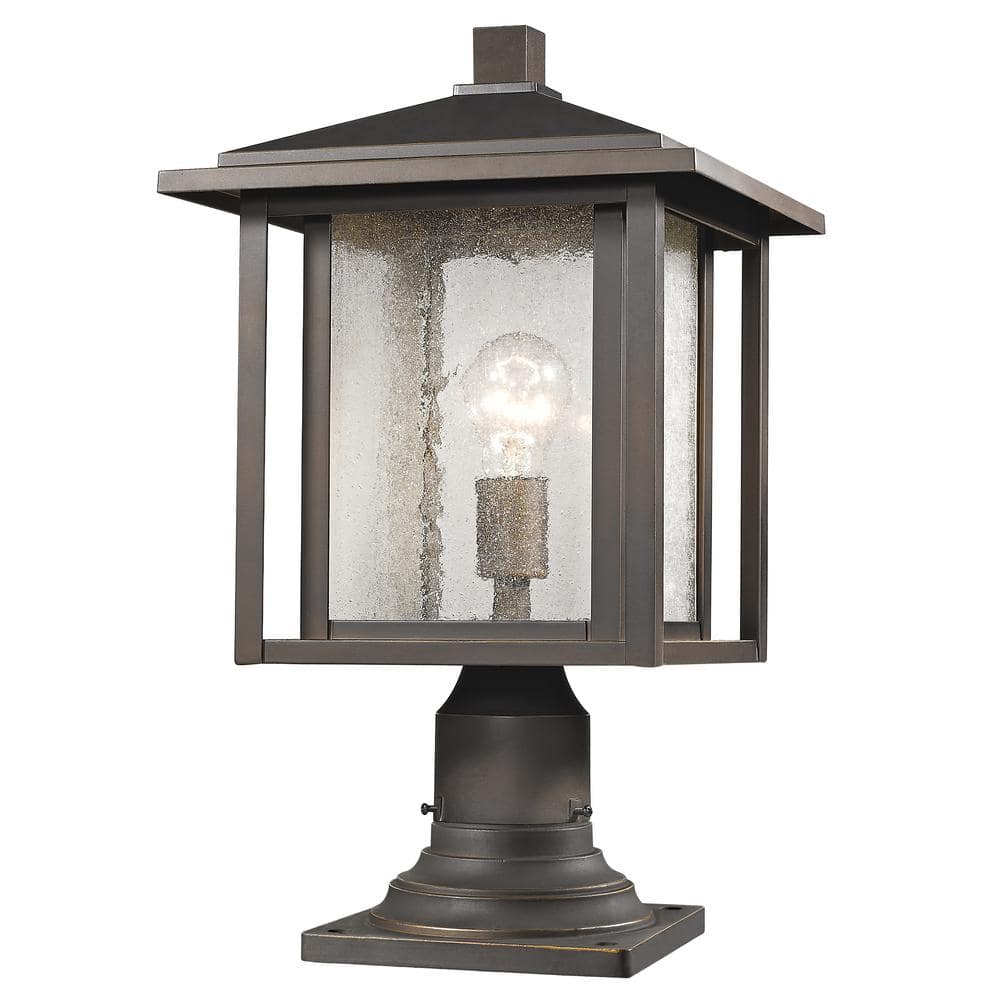 Aspen 3-Light Oil Rubbed Bronze 18.25 in. Pier Mount Light with Clear Seedy