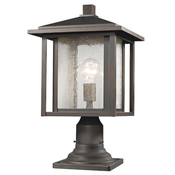 Unbranded Aspen 3-Light Oil Rubbed Bronze 18.25 in. Pier Mount Light with Clear Seedy Glass and Circular Fitter
