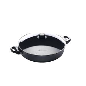 Classic Series 4.8 qt. Cast Aluminum Nonstick Saute Pan in Gray with Glass Lid