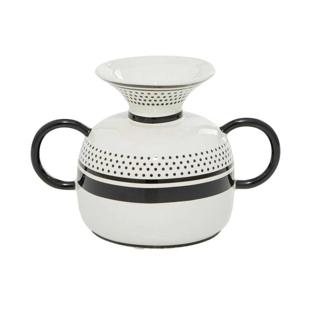 White and Black Ceramic Decorative Table Vase