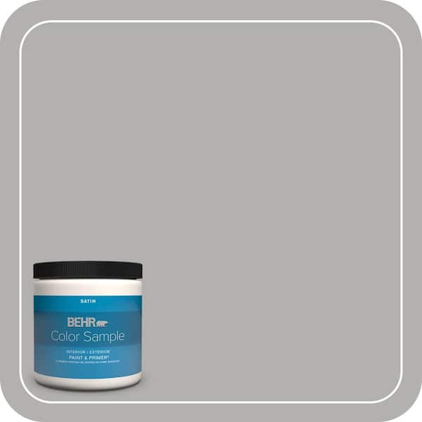 BEHR PREMIUM PLUS 8 oz. #BXC-25 Colonnade Gray Satin Enamel Interior/Exterior Paint & Primer Color Sample