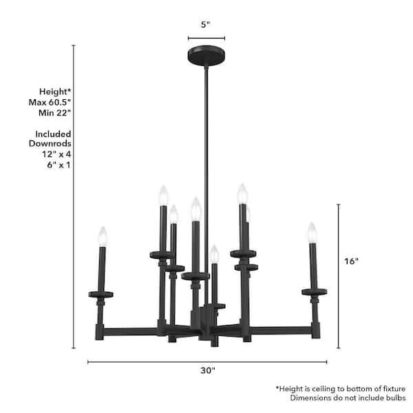 Hunter Briargrove 8-Light Matte Vintage Led Chandelier