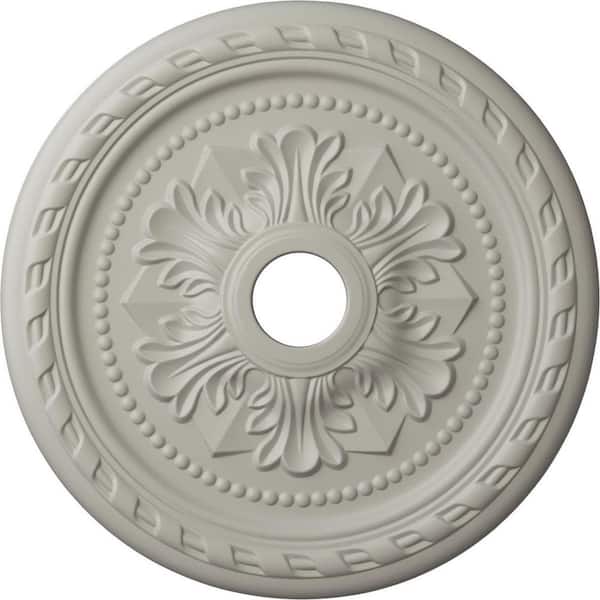 Ekena Millwork 1-5/8 in. x 23-5/8 in. x 23-5/8 in. Polyurethane Palmetto Ceiling Medallion, Pot of Cream