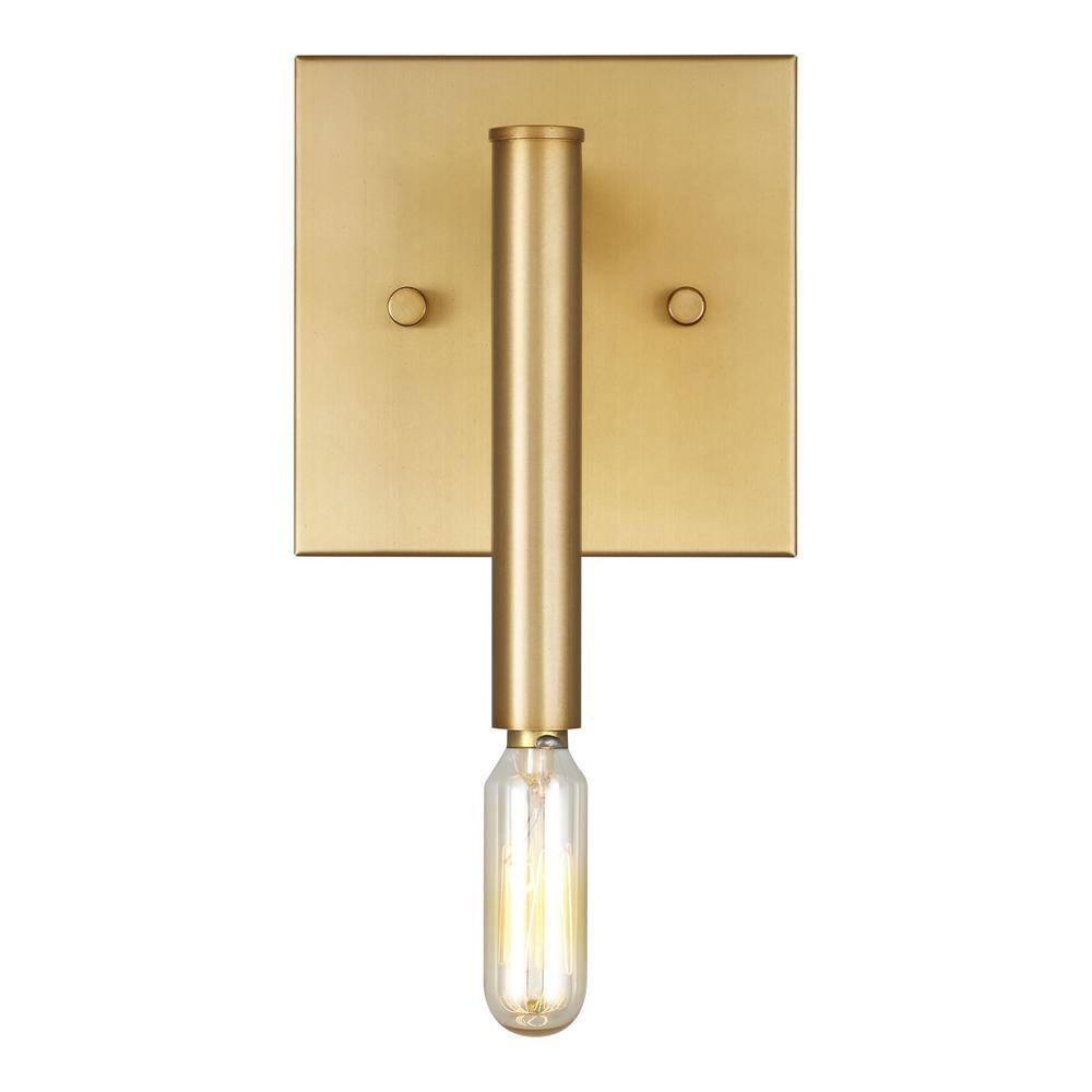 Sleek Satin Brass Outdoor Wall Sconce with Dimmable Light