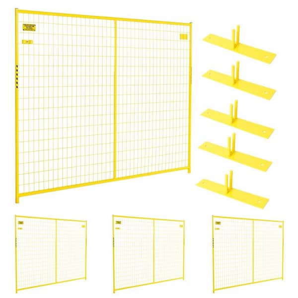 Perimeter Patrol 6 ft. x 29 ft. 4-Panel Yellow Powder-Coated Welded Wire Temporary Fencing