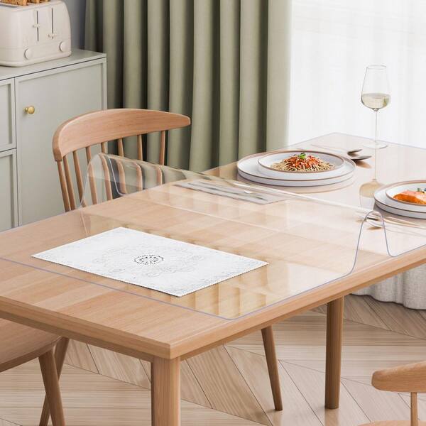 Plastic Table Cover 30 x 60 in. 1.5 mm Thick Clear Table Protector Solid Rectangle PVC Desk Mat Easy Cleaning