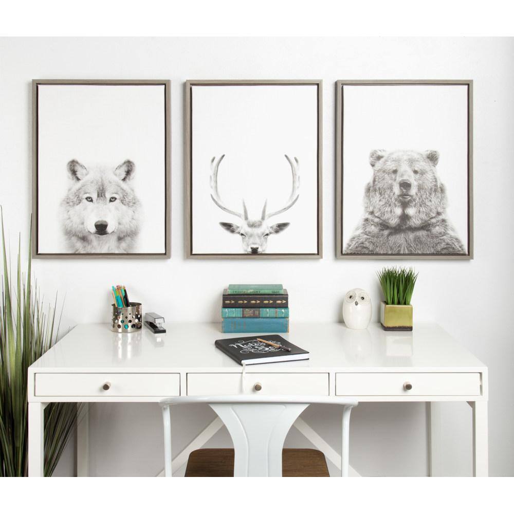 Gray Framed Bear Portrait Canvas Art for Kids