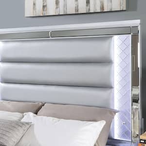 Seboya Silver King Panel Bed with LED Light and Care Kit