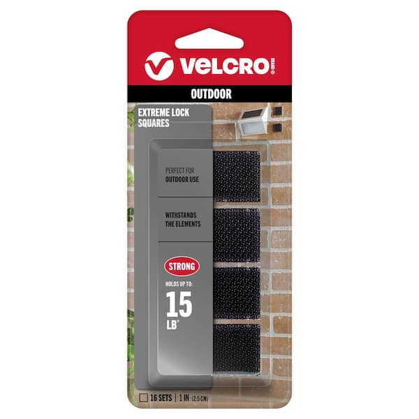 VELCRO ALFA-LOK 1 in. x 1 in. Squares in Black (16 Sets per Pack)