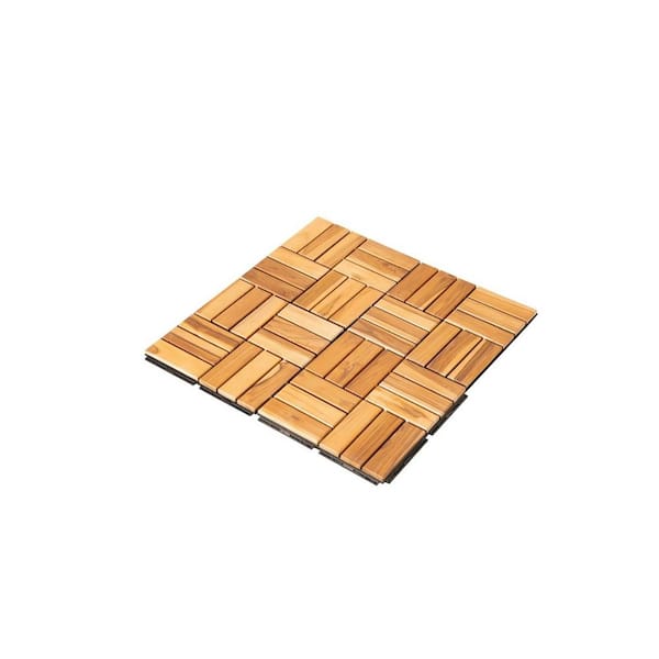 Tunearary Natural 12 in x 12 in x 0.75 in Garage Waterproof Wooden Interlocking Floor Tile Total Square Footage Covered20 sq. ft