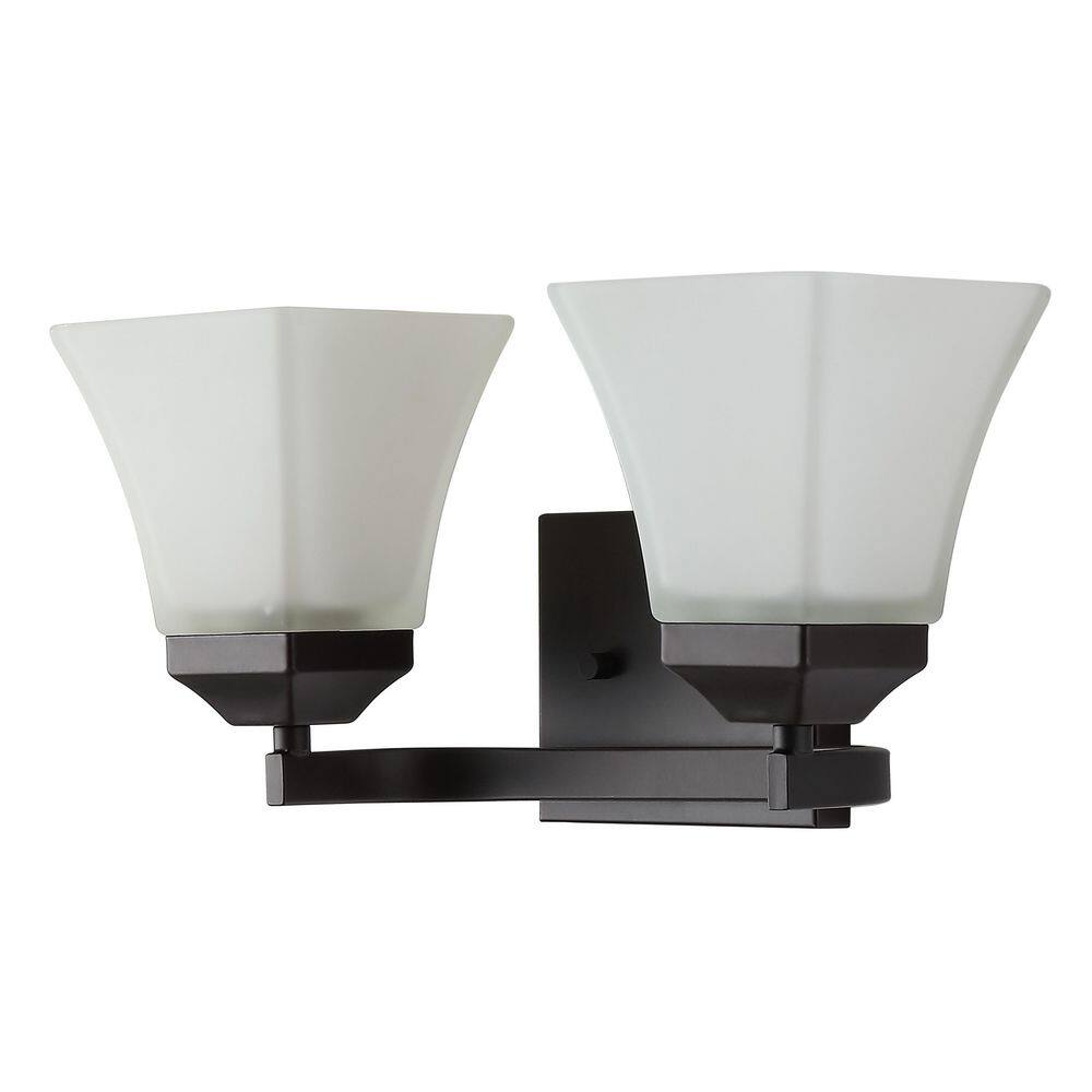 15" Black Iron and Frosted Glass Bathroom Vanity Light