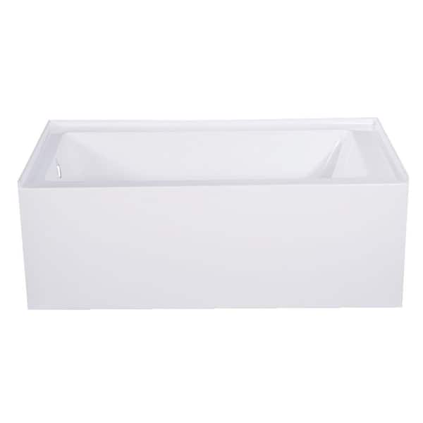 Aqua Eden 54 in. x 30 in. Acrylic Rectangular Alcove Soaking Bathtub with Left Drain in Glossy White