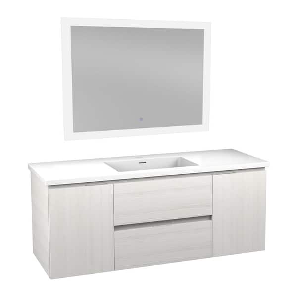 ANZZI 48 in. W x 18 in. D x 20 in. H One Bath Vanity in White with White Vanity Top with White Basin and Mirror