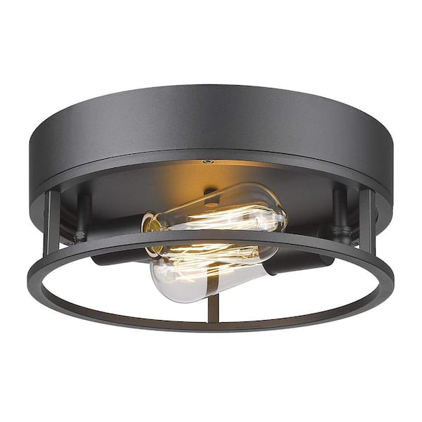 JAZAVA 11.8 in 1-Light Black Aluminum Flush Mount