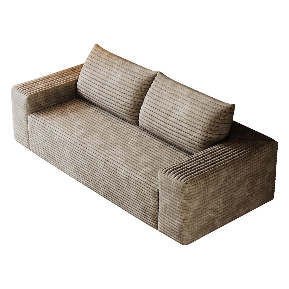 71 in. Straight Arm Corduroy Fabric Rectangular Sofa, Frameless 3-Seater Couch in Camel, No Assembly price history on PriceWatchPro