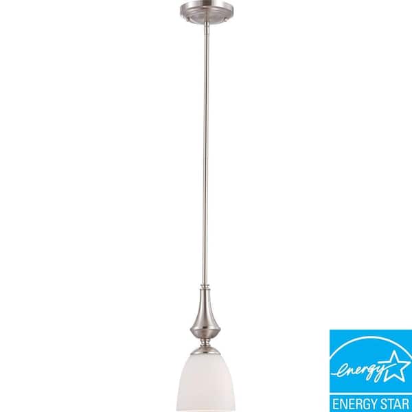 Glomar 1-Light Brushed Nickel Mini Pendant with Frosted Glass