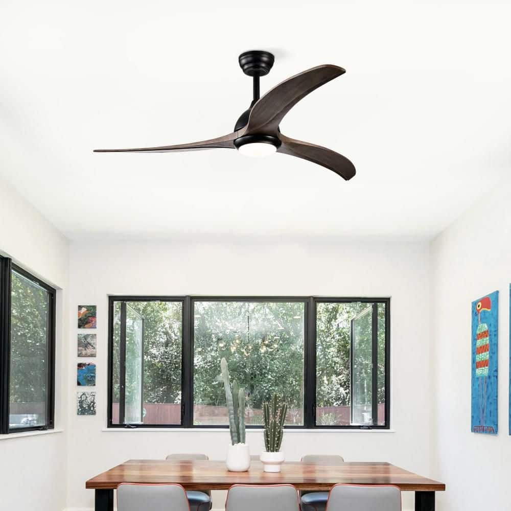 52 in Black Two Rod 3 Solid Wood Blade Ceiling Fan w/Light, Remote, 6 Speed, Quiet DC Motor, Reversible, for Living Room price history on PriceWatchPro
