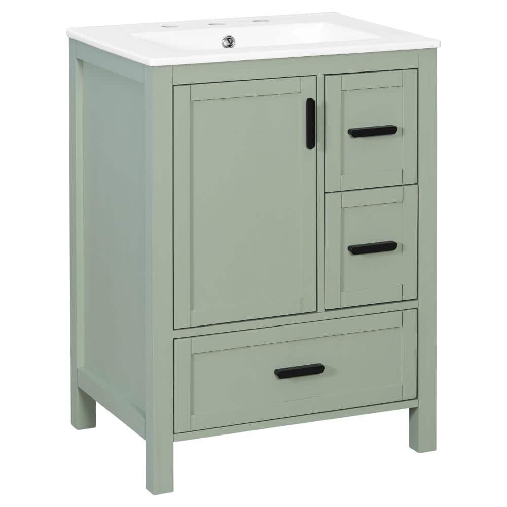 24 in. W x 18.3 in. D x 34 in. H Freestanding Bath Vanity in Green with White Ceramic Top(Unassembled) price history on PriceWatchPro