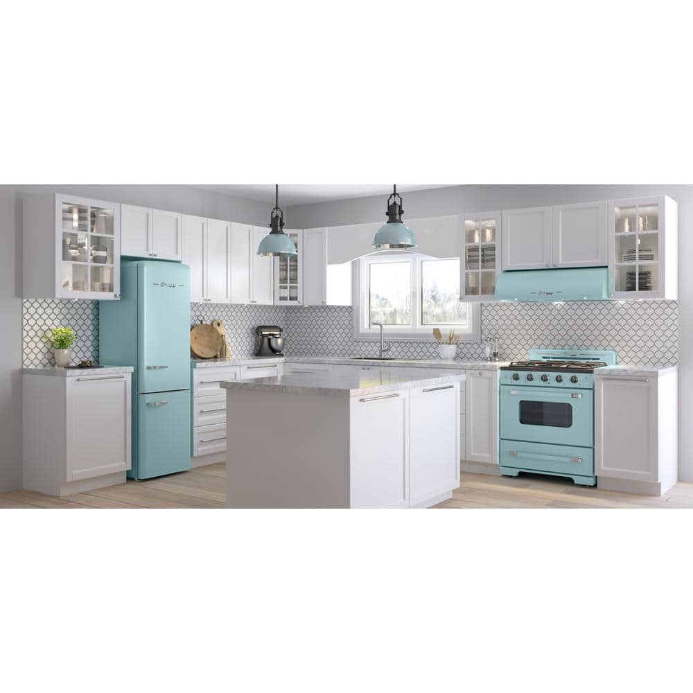 Classic Retro 30" Ocean Mist Turquoise Stainless Steel Under Cabinet Range Hood