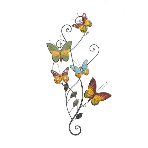 Metal and Glass Orange/Yellow Butterfly Outdoor Wall Decor