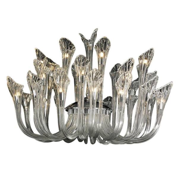 Worldwide Lighting Symphony 32-Light Chrome and Clear Fluted Blown Glass Chandelier