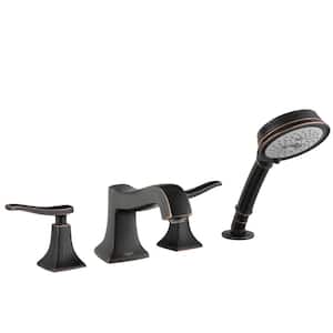 Metris C 2-Handle Deck Mount Roman Tub Faucet with Hand Shower in Rubbed Bronze